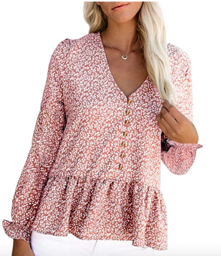 Beautiful Flowey Blouse Pink With White Flowers 