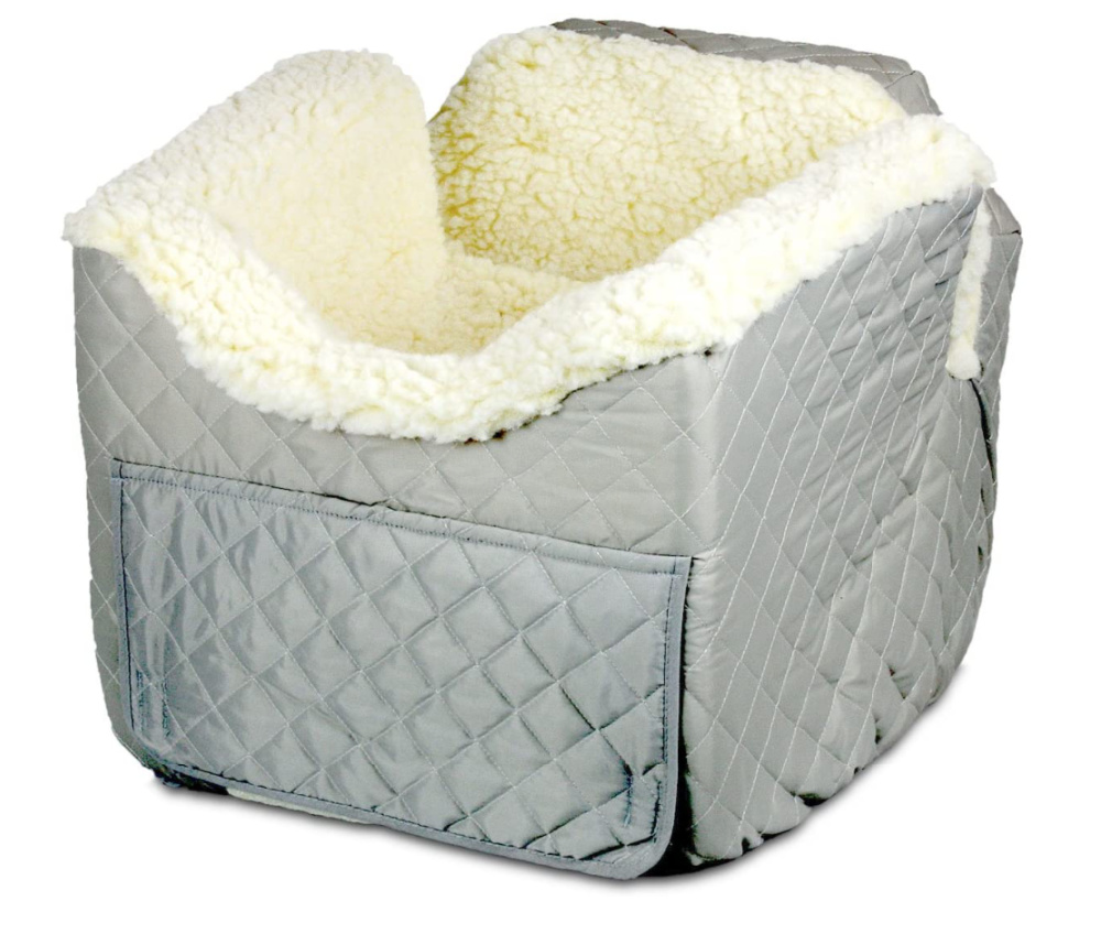 Light Grey Quilted Pet Car Booster Seat
