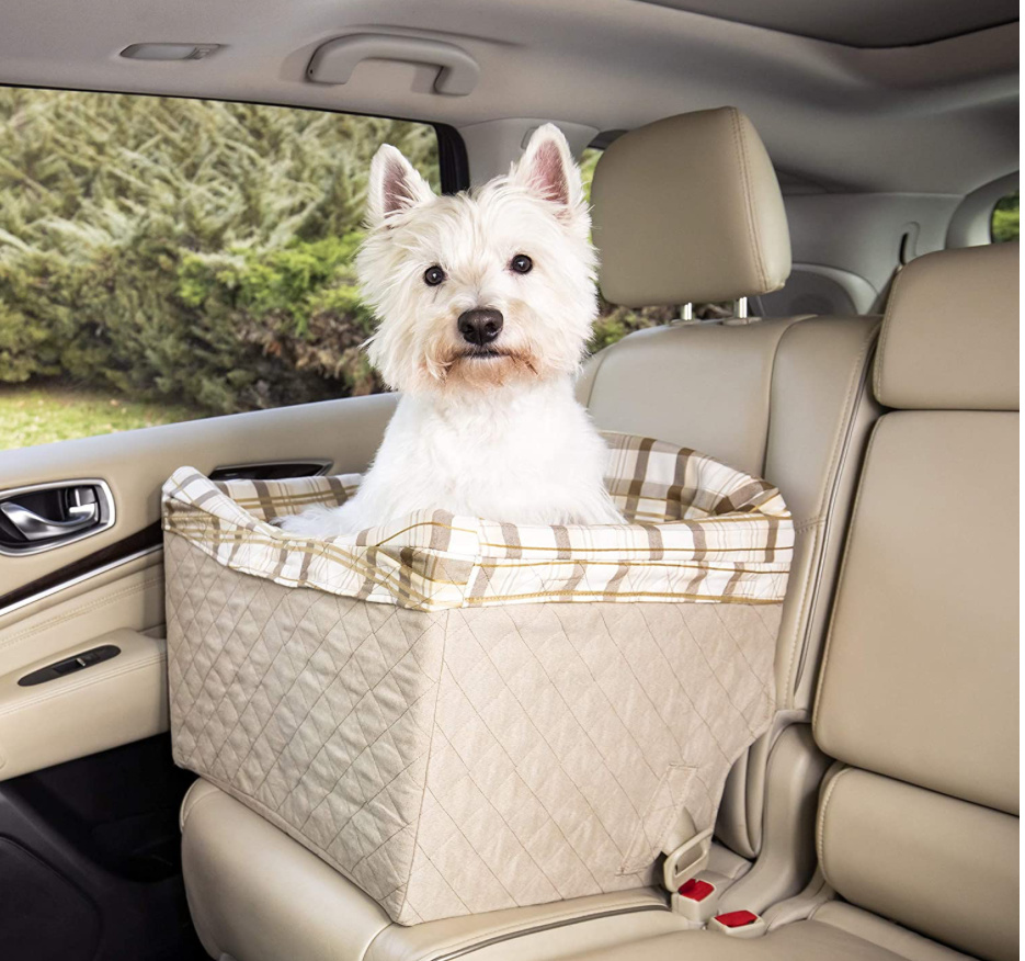 Beige Quilted Pet Booster Car Seat