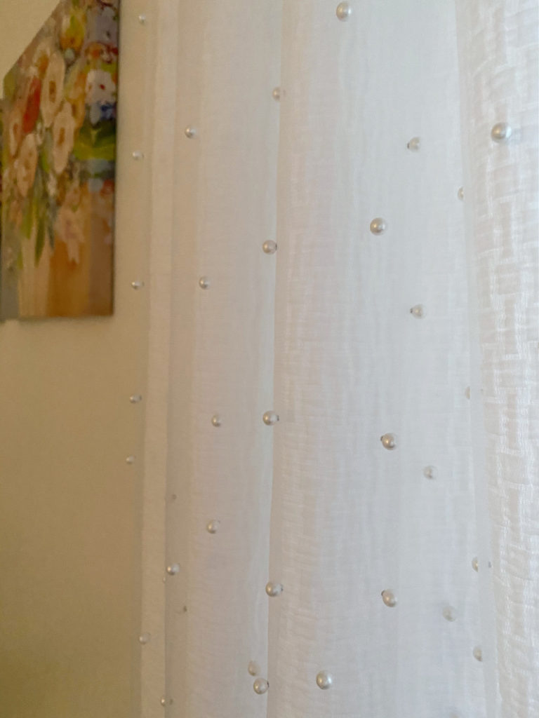 white pearl curtain panels