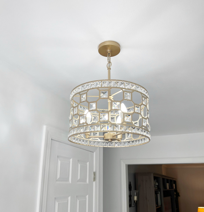gorgeous light fixture in foyer and hallway makeover with one room challenge