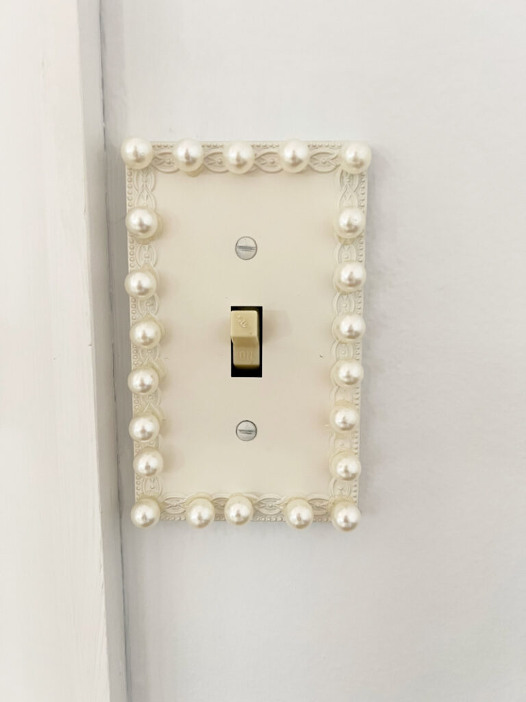 switch plate makeover with pearls